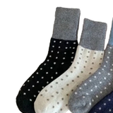 Wool Dotted Crew Socks - Black