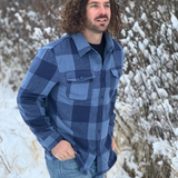 Brush Flannel Shacket /  Navy & Blue Large Buffalo Check