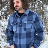 Brush Flannel Shacket /  Navy & Blue Large Buffalo Check
