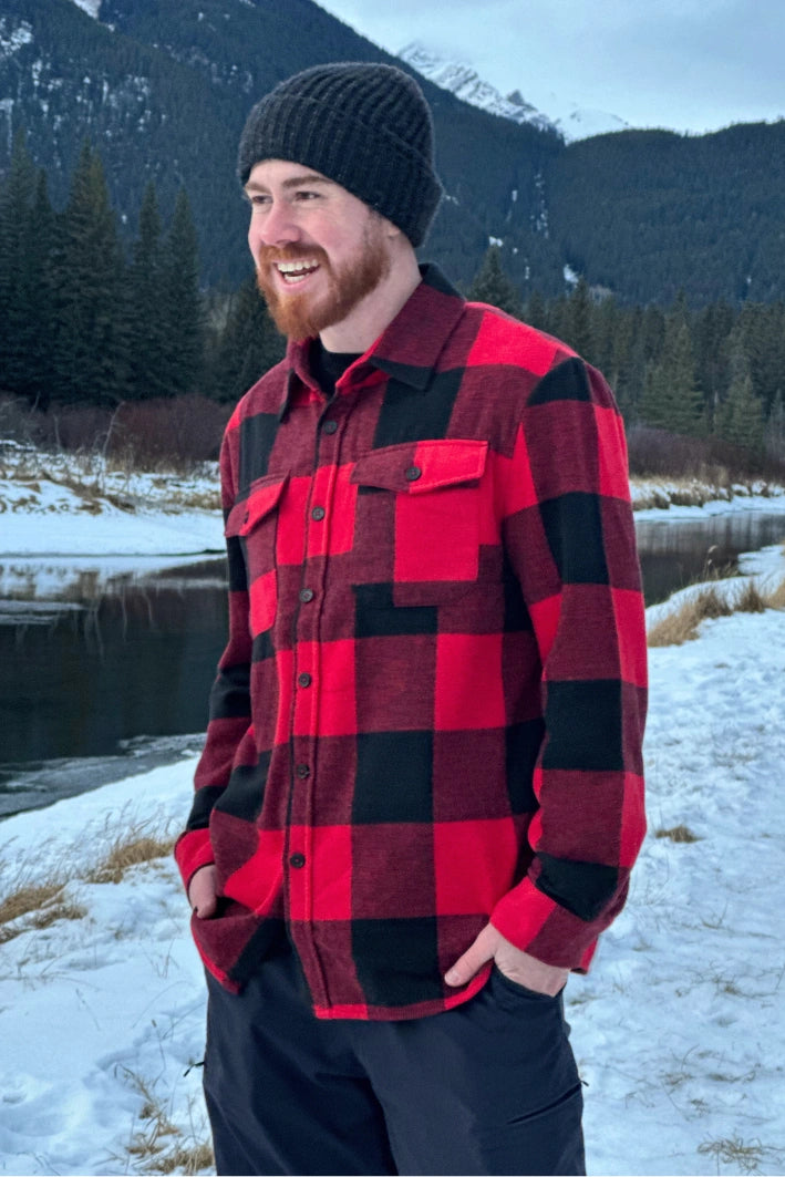 Classic canadian red and black buffalo check jacket. 