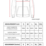 Measurement chart for a jacket with dimensions labeled