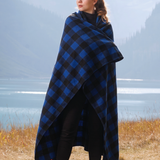 Large Blue Black Buffalo Check Fleece Blanket
