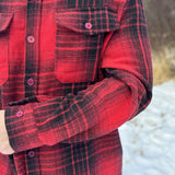 Brush Flannel Shacket  Red / Black Plaid
