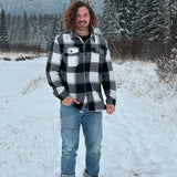 Brush Flannel Shacket /  Black and White Buffalo Check