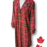 1001 / Woman's Knee Length Flannel Nightshirt in Maple Leaf Tartan Made In Canada