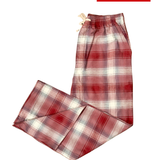Ladies Flannel Lounge Pants in Burgundy and Rose Plaid