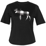 Ladies Petite Fit Black Moose T-Shirt