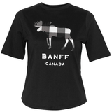 Ladies Black Moose T-Shirt Banff Canada