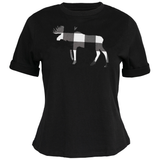 Ladies Petite Fit Black Moose T-Shirt