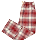 Ladies Flannel Lounge Pants in Burgundy and Rose Plaid
