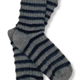 Ladies Horizontal Striped Socks - Grey and Charcoal