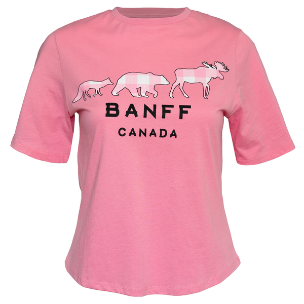 Ladies Pink 3 Animal T-Shirt Banff Canada