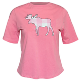 Ladies Petite Fit Pink Moose T-Shirt