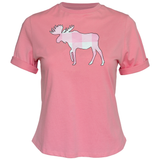 Ladies Petite Fit Pink Moose T-Shirt