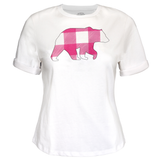 Ladies Petite Fit White with Pink Bear T-Shirt