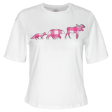 Ladies Petite Fit White with Pink 3 Animal T-Shirt
