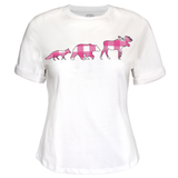 Ladies White with Pink 3 Animal T-Shirt