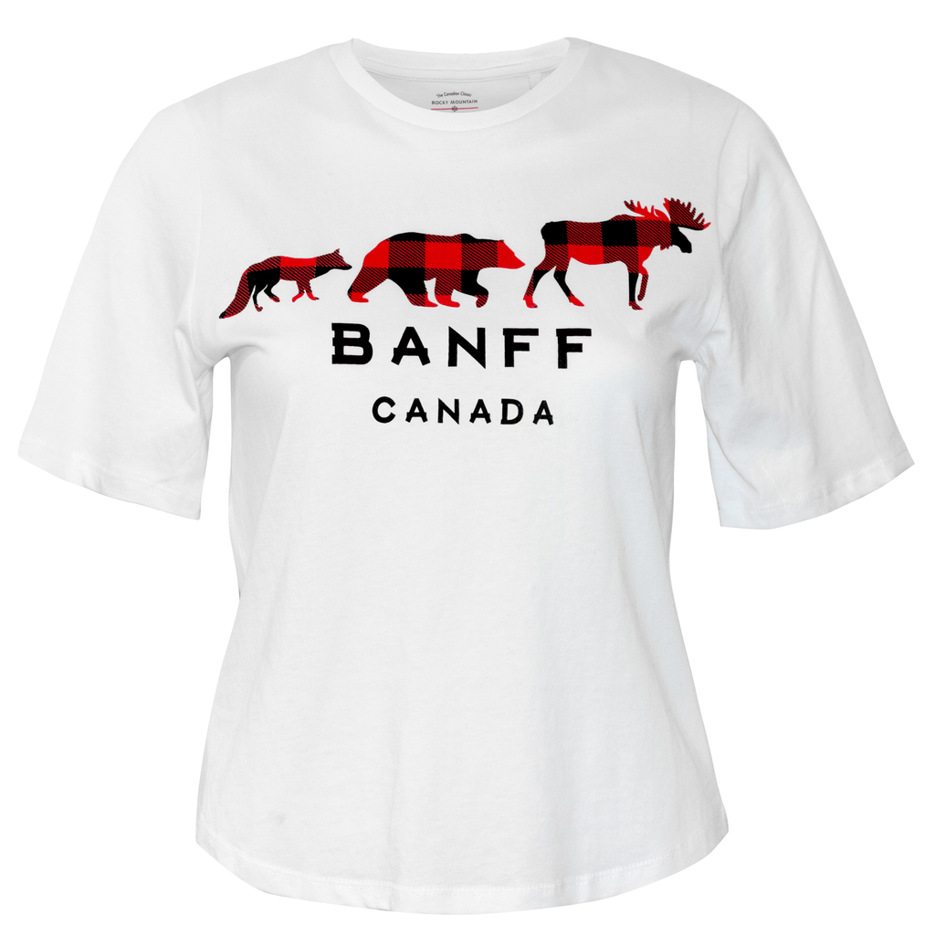 Ladies Red 3 Animal T-Shirt Banff Canada