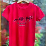 Ladies Long Fitted Red 3 Animals with Banff T-Shirt