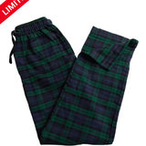Plaid pajama pants on a white background with a red 'Limited Sizes' banner.
