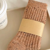 Ladies Heathered Ribbed Wool Socks - Terracotta