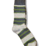 Ladies Horizontal Stripes Confetti Socks - Green and Grey