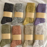 Ladies Heathered Ribbed Wool Socks - Khaki