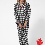 1003/ Woman's Long Flannel Nightshirt / Large Buffalo Check