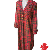 1003 / Woman's Long Flannel Nightshirt / Maple Leaf Tartan