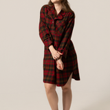 1001 / Woman's Knee Length Flannel Nightshirt in Maple Leaf Tartan Made In Canada