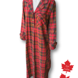 Maple Leaf Tartan Nightshirt on a white background with 'Made in Canada' label.
