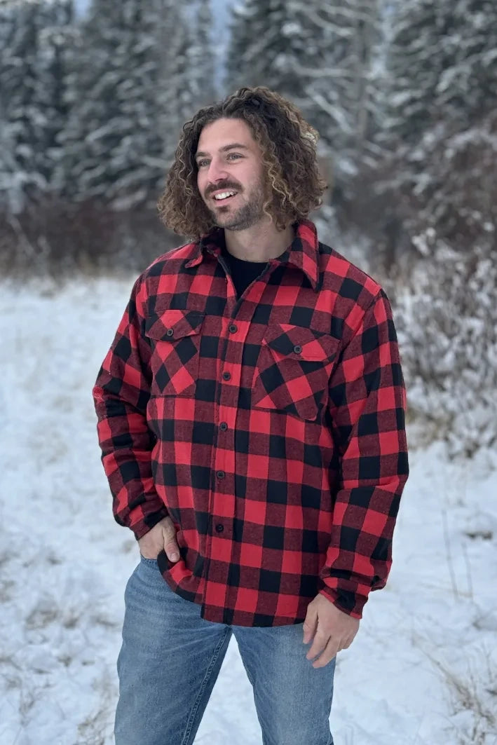 Canadian classic red and black buffalo check camping jacket