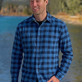912 Men’s Marine Blue Small Buffalo Check Flannel Shirt