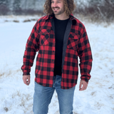 Men's Black / Red Buffalo Check Padded Flannel Camping Jacket