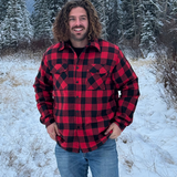 Men's Black / Red Buffalo Check Padded Flannel Camping Jacket