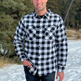 312 Men's Black and White Buffalo Check Flannel Shirt