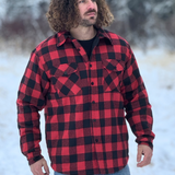 Men's Black / Red Buffalo Check Padded Flannel Camping Jacket
