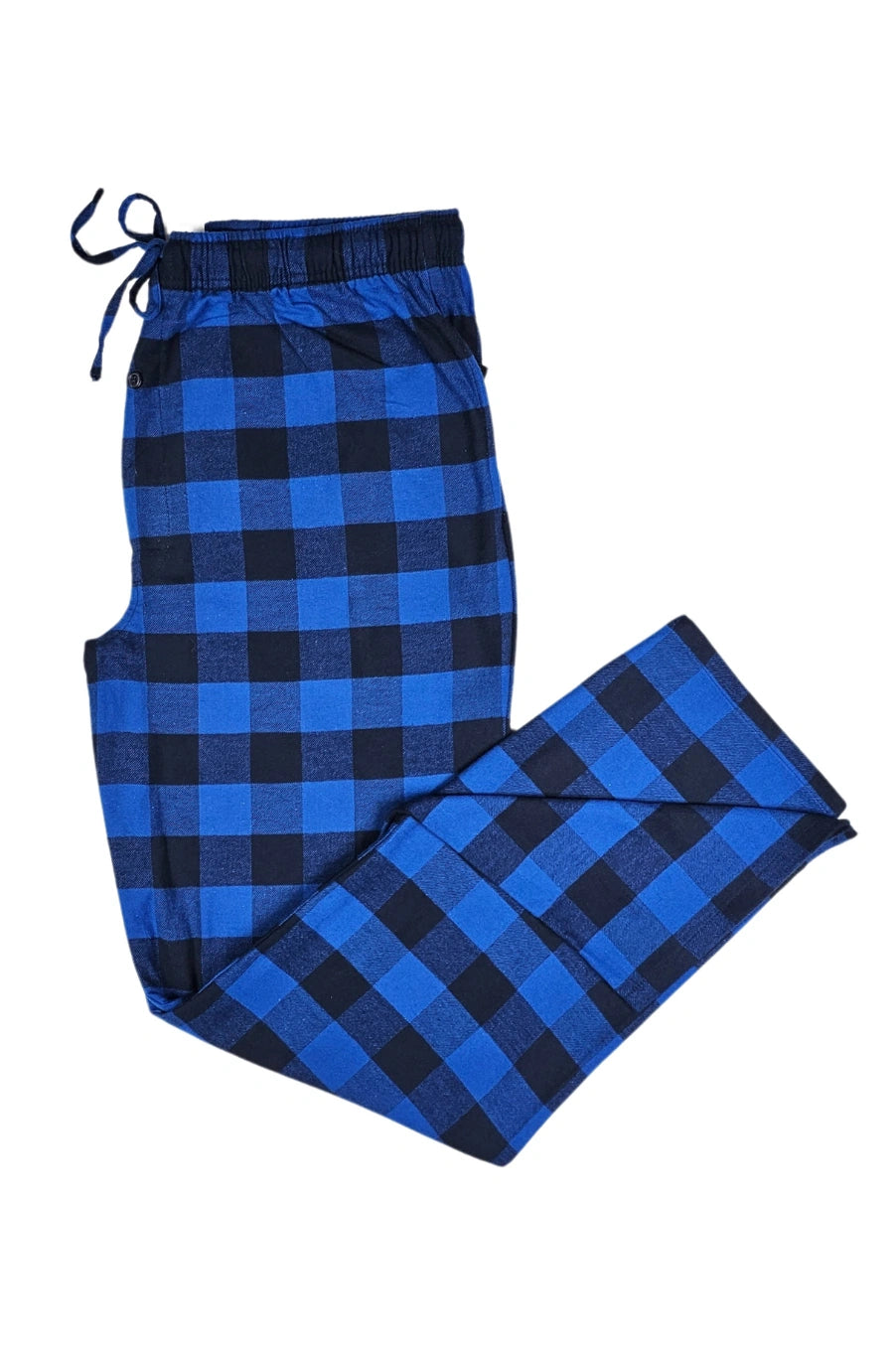 Mens Flannel Lounge Pant in Blue Buffalo Check folded