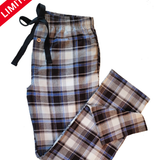 Men's Flannel Lounge Pant / Brown With Wedgewood Blue Accent