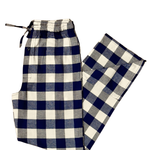 Navy and creambuffalo pants on a white background