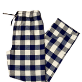 Navy and creambuffalo pants on a white background