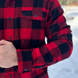 412 Men's Red And Black Large Buffalo Check Flannel Shirt