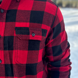 412 Men's Red And Black Large Buffalo Check Flannel Shirt