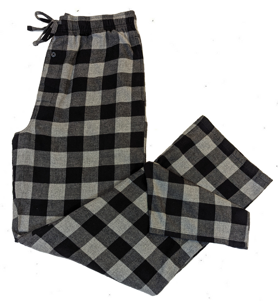 Mens Flannel Lounge Pant / Black & Grey /  Buffalo Check