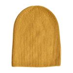 Mustard CashWool Fold Over Beanie on a white background