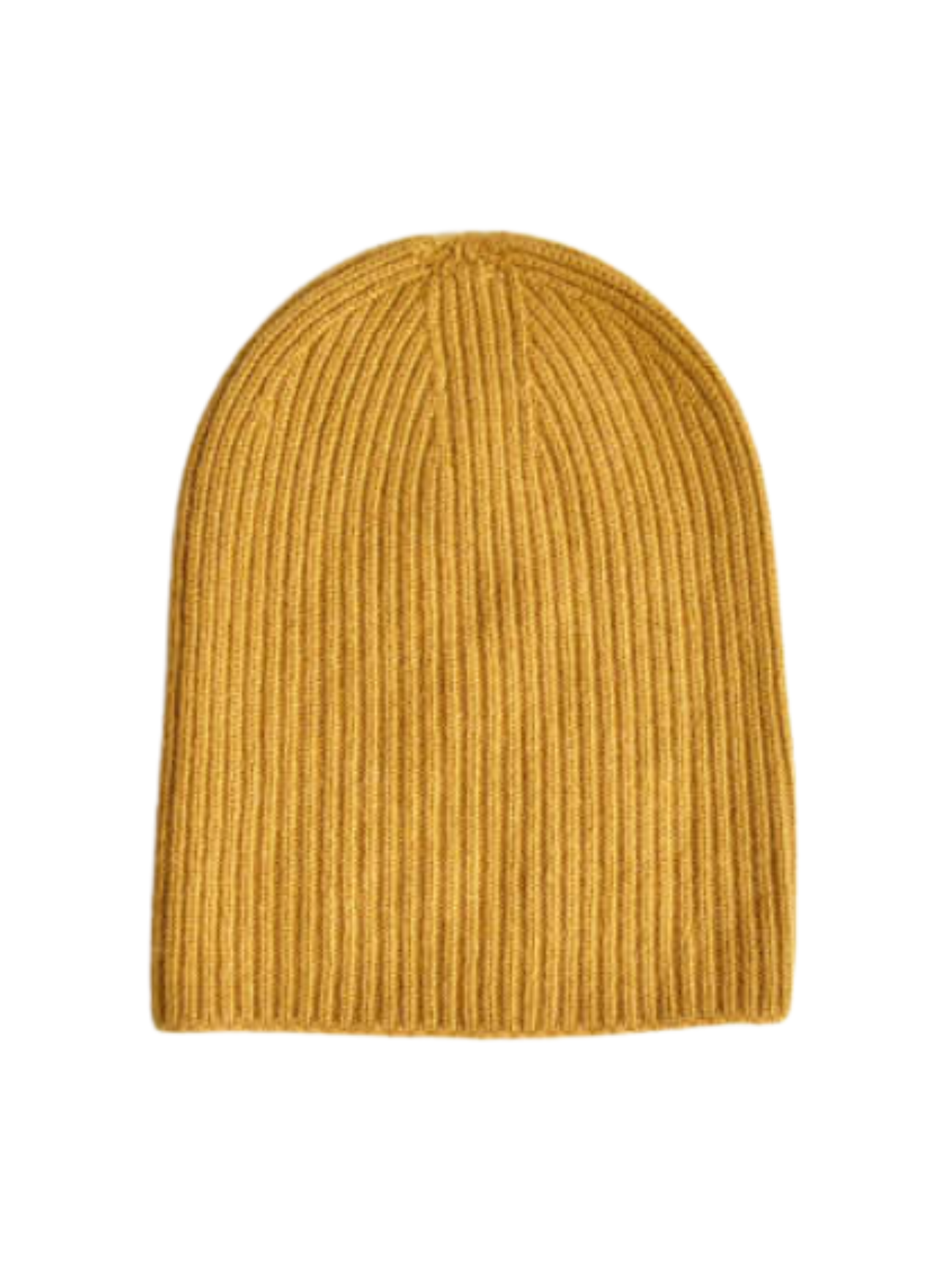 Mustard CashWool Fold Over Beanie on a white background