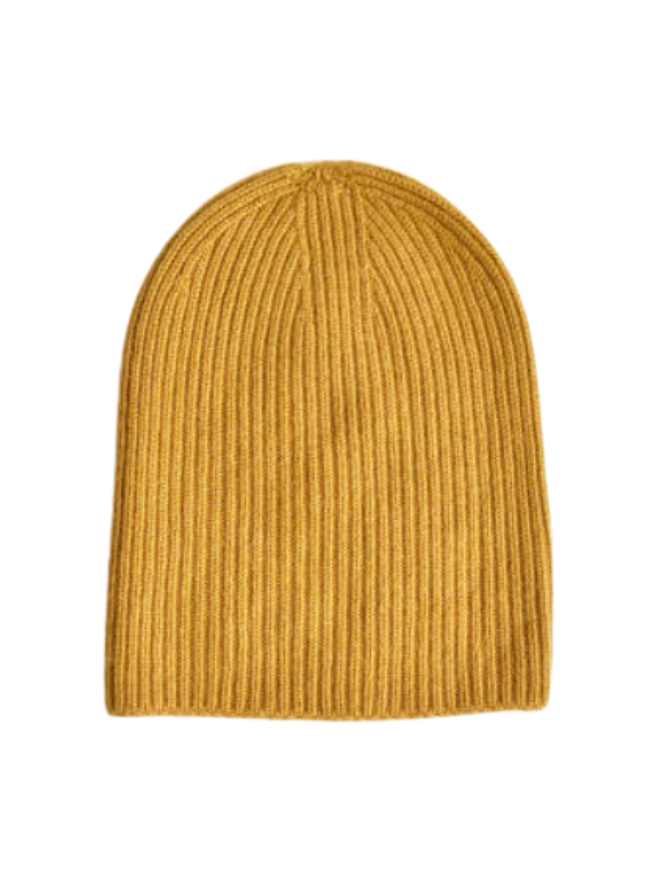 Mustard CashWool Fold Over Beanie on a white background
