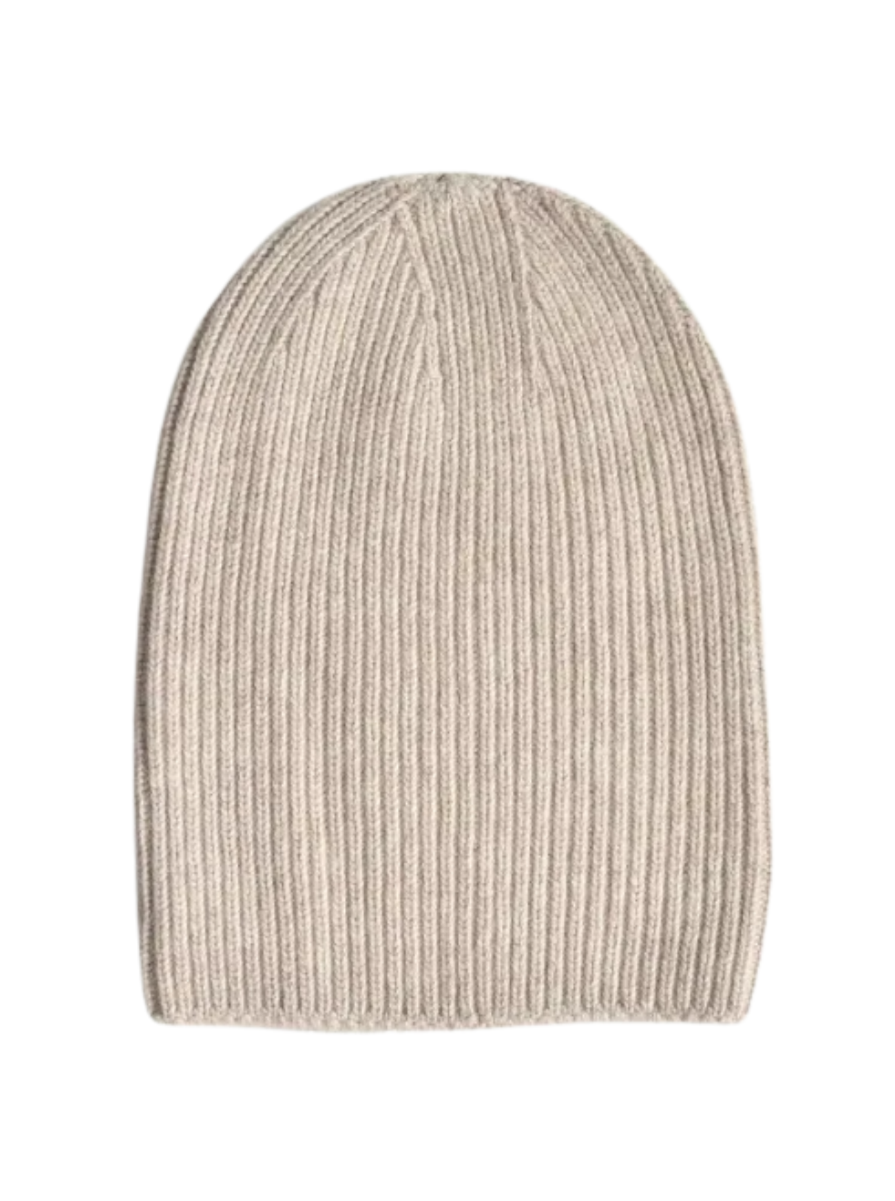 Oatmeal CashWool Fold Over Beanie on a white background