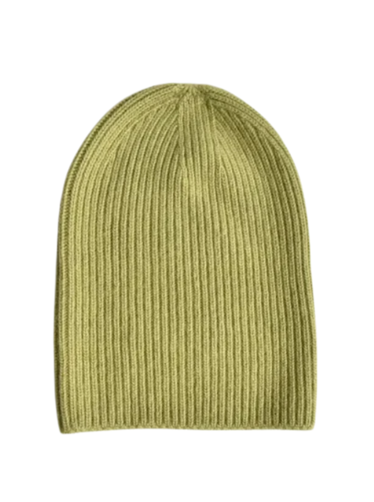 Olive CashWool Fold Over Beanie on a white background