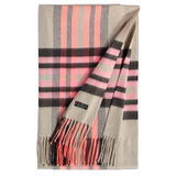Classic Oversized Plaid Scarf in Pink Camel